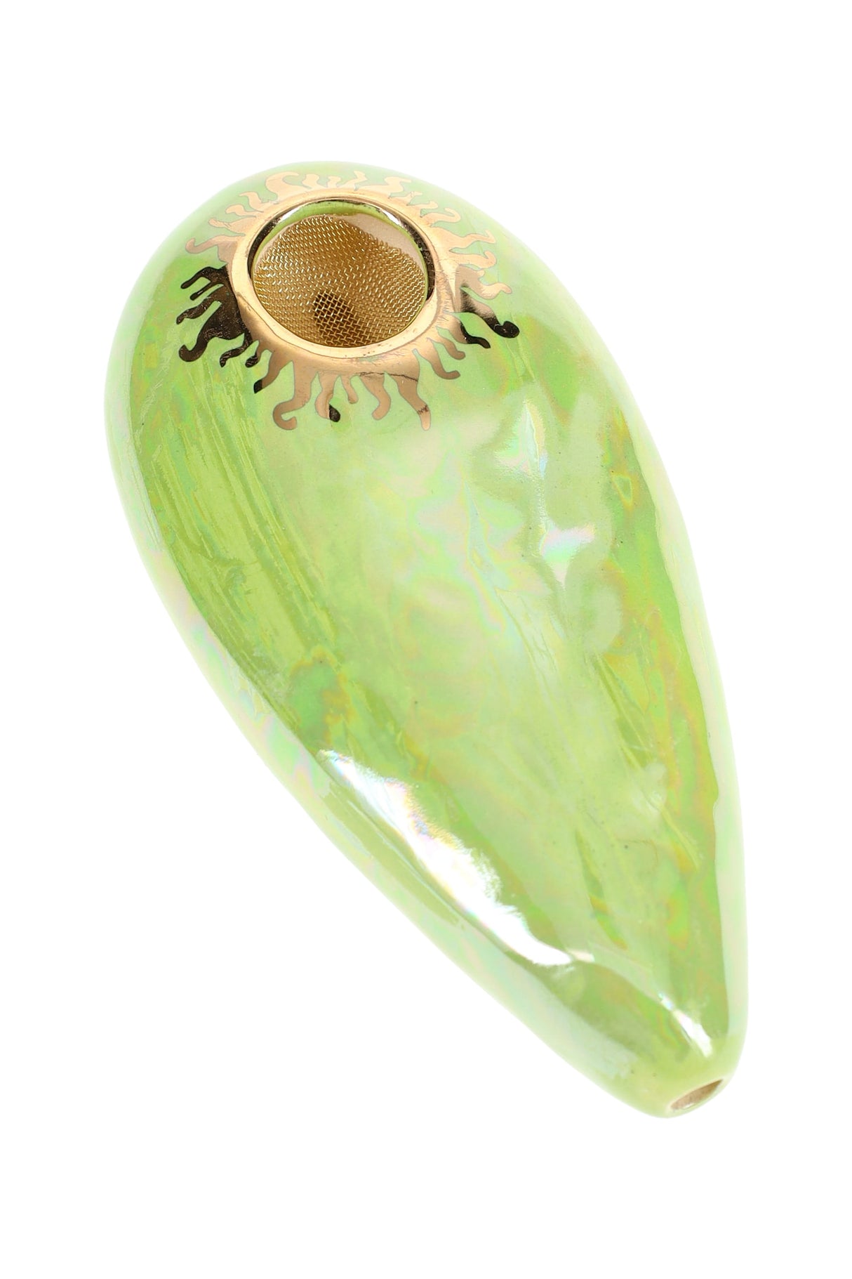 (US Made) 4" Oval Ceramic Hand Pipe – P3162