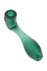 Green GRAV Sandblasted Classic Sherlock glass hand pipe, matte texture with embossed logo, deep bowl and side carb, 5½″ length.