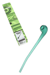 GRAV Sandblasted Gandalf hand pipe in lake green next to branded retail box and label, angled merchandising shot.