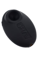 Black GRAV Sandblasted Pebble Spoon with frosted finish and recessed bowl; stealthy 3″ palm-fit spoon pipe.