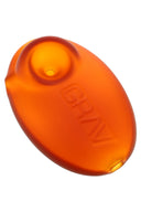 Amber GRAV Sandblasted Pebble Spoon highlighting matte surface, low-profile bowl and logo; portable 3″ hand pipe.