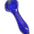 Close-up of blue GRAV 4″ bubble trap glass spoon pipe showing deep bowl, side carb, and textured dotted grip.
