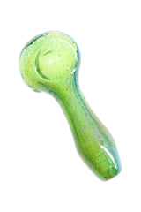 Green GRAV bubble trap spoon hand pipe, 4″ length with suspended bubble texture and etched GRAV logo along the handle.
