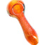 Amber GRAV 4″ bubble trap glass spoon pipe highlighting glossy bowl, bubble texture, and compact hand-friendly shape.
