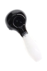 Black and white GRAV 4″ frit spoon pipe showing glossy bowl, color fade to white handle, and compact handheld shape.