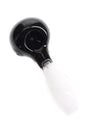Black and white GRAV 4″ frit spoon pipe showing glossy bowl, color fade to white handle, and compact handheld shape.