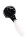 Black and white GRAV 4″ frit spoon pipe showing glossy bowl, color fade to white handle, and compact handheld shape.