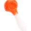 Orange and white GRAV 4″ frit spoon hand pipe, glossy finish with speckled frit and classic rounded bowl.