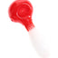 Red and white GRAV 4″ frit glass spoon pipe, shiny finish and smooth color transition with carb hole visible.