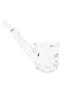 Clear 5″ NWTN Highball glass hand pipe with faceted bowl and stem, crystal-style dry herb pipe shown in profile on clean white background.