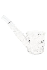 Clear 5″ NWTN Highball glass hand pipe with faceted bowl and stem, crystal-style dry herb pipe shown in profile on clean white background.