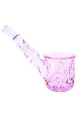 Orchid purple 5″ NWTN Highball glass hand pipe, translucent pastel body with patterned bowl and angled neck styled for modern tabletops.