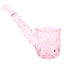 Petal pink 5″ NWTN Highball glass hand pipe with soft tint and vintage-inspired cut texture, compact sherlock-style piece on a white background.