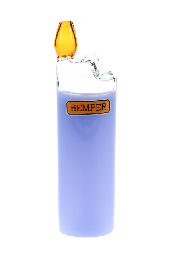 Hemper Bowlman Lighter 5-inch glass hand pipe shaped like a lighter