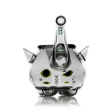 Top-down view of Hemper Black Cat hand pipe showing ear details, bowl opening, and tail mouthpiece alignment