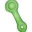 Lime green frosted glass spoon hand pipe with GRAV logo and carb hole, shown in angled product view