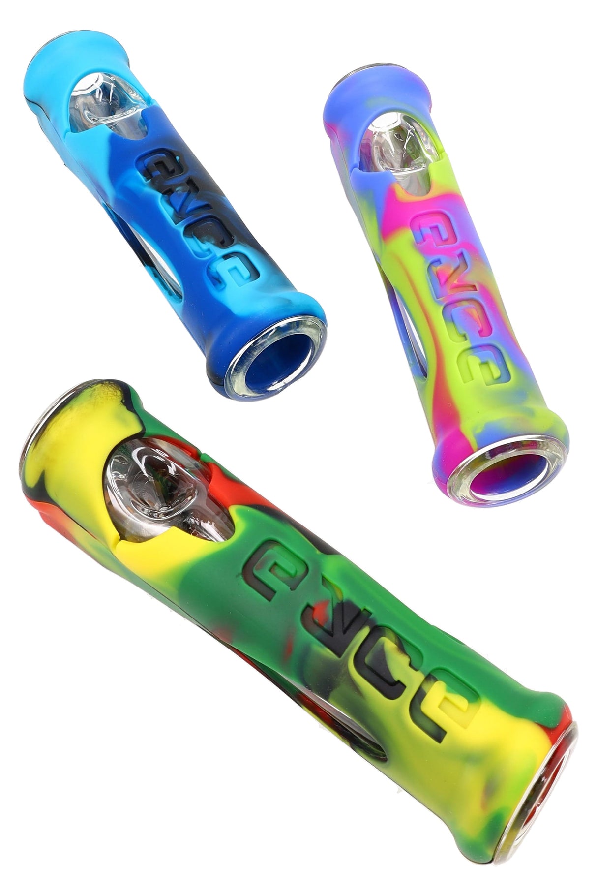 Assorted Eyce ProTeck Roller silicone and glass steam rollers grouped in mixed colorways on white background