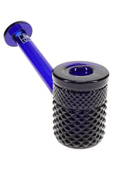 Cobalt Jane West hand pipe with textured bowl, disc mouthpiece, and flat tabletop base