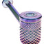 Midnight Jane West glass hand pipe with dark blue-purple shimmer and sculpted textured body