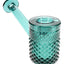 Teal Jane West hand pipe with raised diamond texture, clear stem, and wide disc mouthpiece