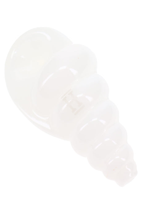 HEMPER SeaShell glass hand pipe with translucent white shell body and rounded spiral ridges