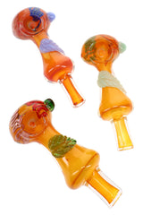 5" Gold Fumed Leaf Squiggle Striped Glass Pipe - P3321