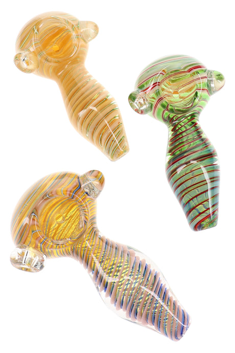 4.5" Multicolor Spiral Striped Silver Fumed Glass Pipe - P3323