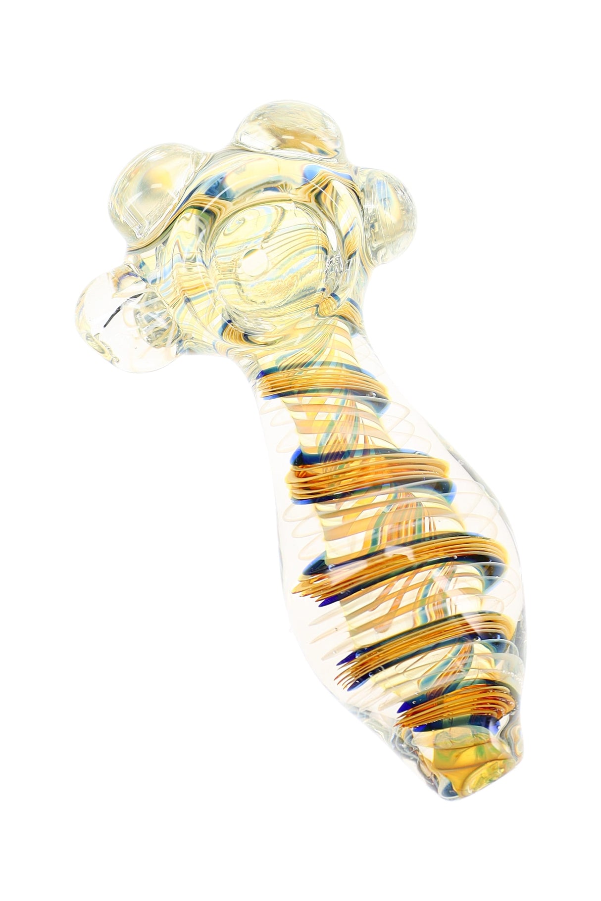 4" Ribbon Swirl Striped Color Changing Glass Pipe - P3324