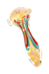 4.5" Multicolor Squiggle Striped Silver Fumed Dot Glass Pipe - P3325