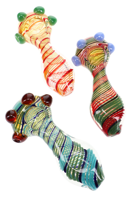 5" Color Changing Multicolor Spiral Striped Glass Pipe - P3326