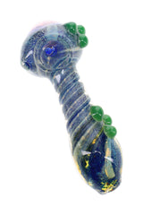 5" Color Changing Silver Fumed Swirl Floral Glass Pipe - P3327