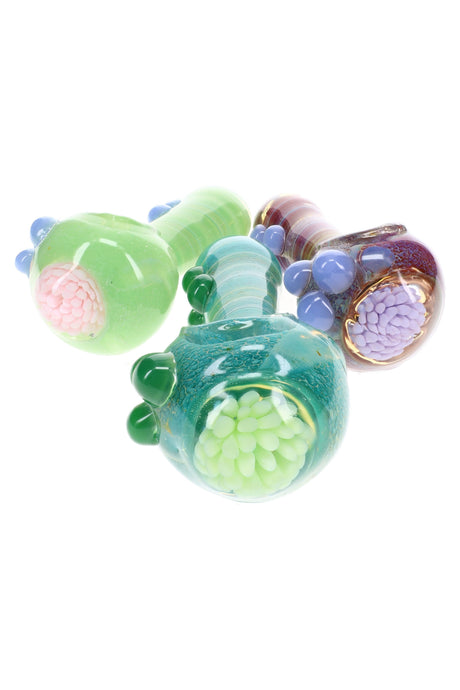 5" Color Changing Silver Fumed Swirl Floral Glass Pipe - P3327