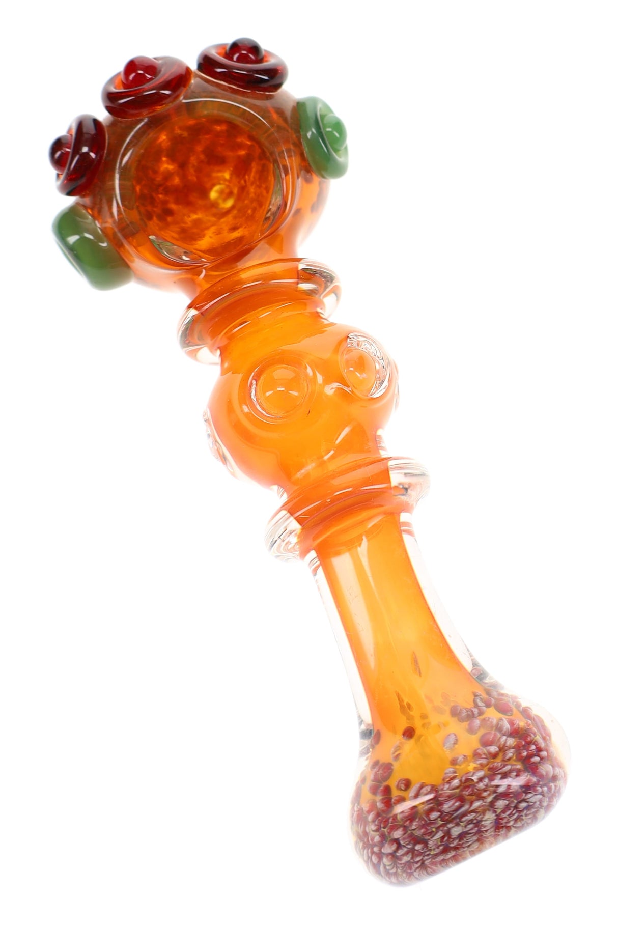 5" Gold Fumed Indented Ring Frit Glass Pipe - P3328