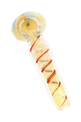 3.5" Silver Fumed Spiral Striped Bubble Glass Pipe - P3329