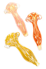 4" Color Changing Squiggle Striped Glass Pipe - P3331