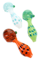 4.5" Bright Frit Striped Dot Glass Pipe - P3332