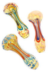 4" Color Changing Multicolor Squiggle Striped Dot Glass Pipe - P3335