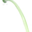 Light green 17″ glass Gandalf pipe with sweeping curved stem, striped bowl, and clear glass feet