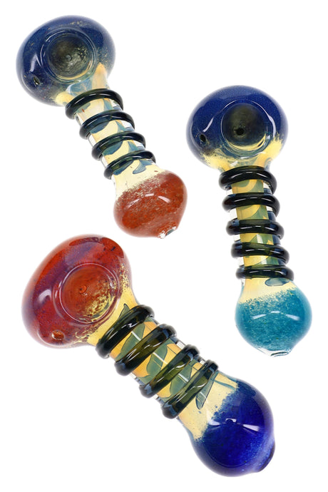 5" Color Changing Frit Coil Glass Pipe - P3343