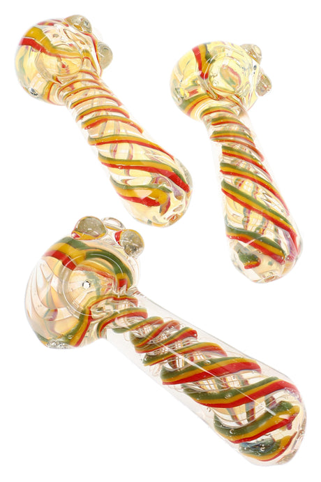 5" Color Changing Rasta Swirl Glass Pipe - P3345