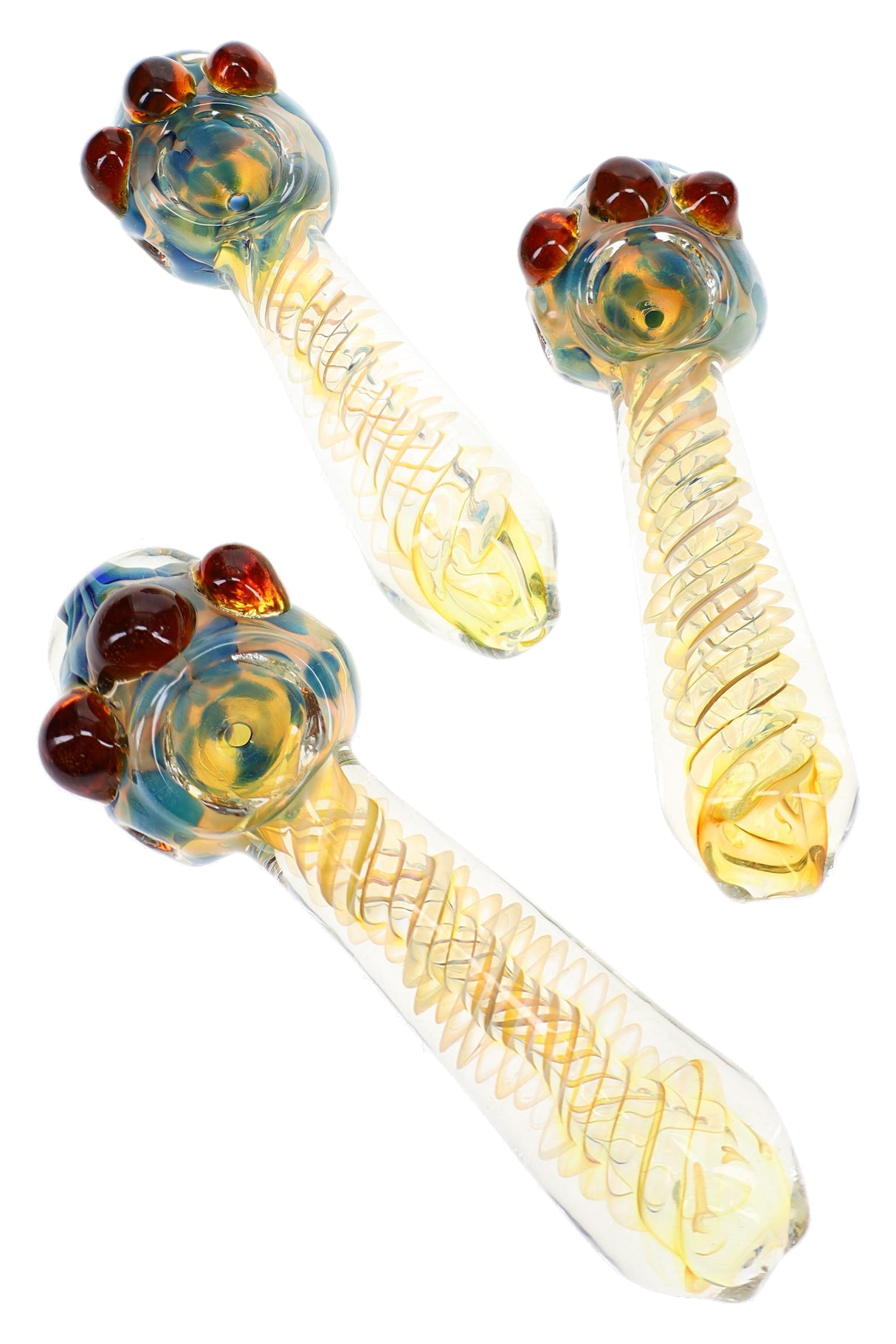 5.5" Spiral Color Changing Bubble Glass Pipe - P3346