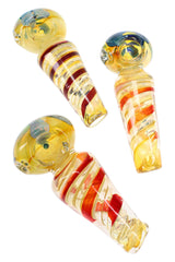 4.5" Swirl Striped Fumed Floral Glass Pipe - P3347