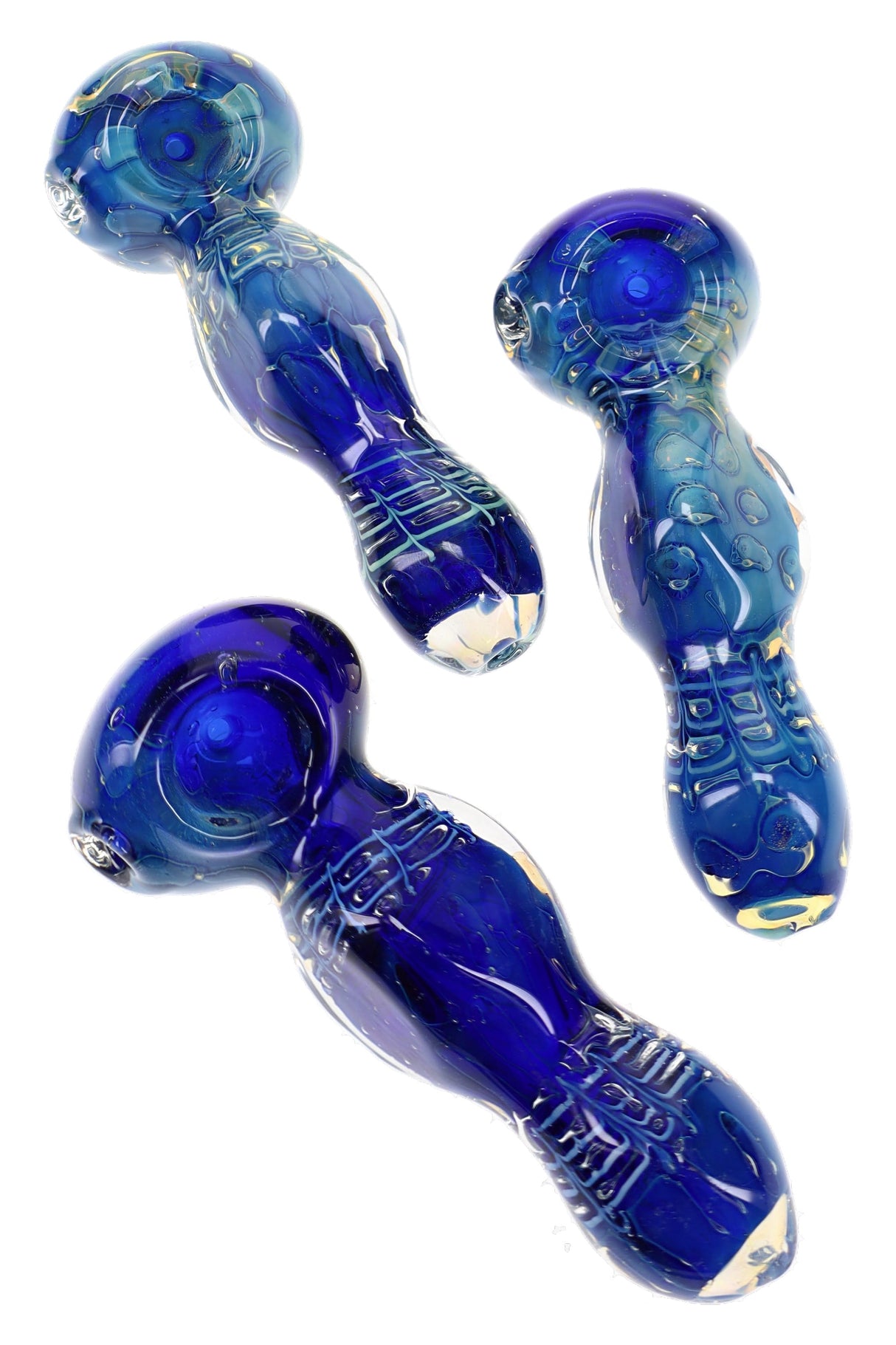 4.5" Color Changing Blue Bubble Glass Pipe - P3350