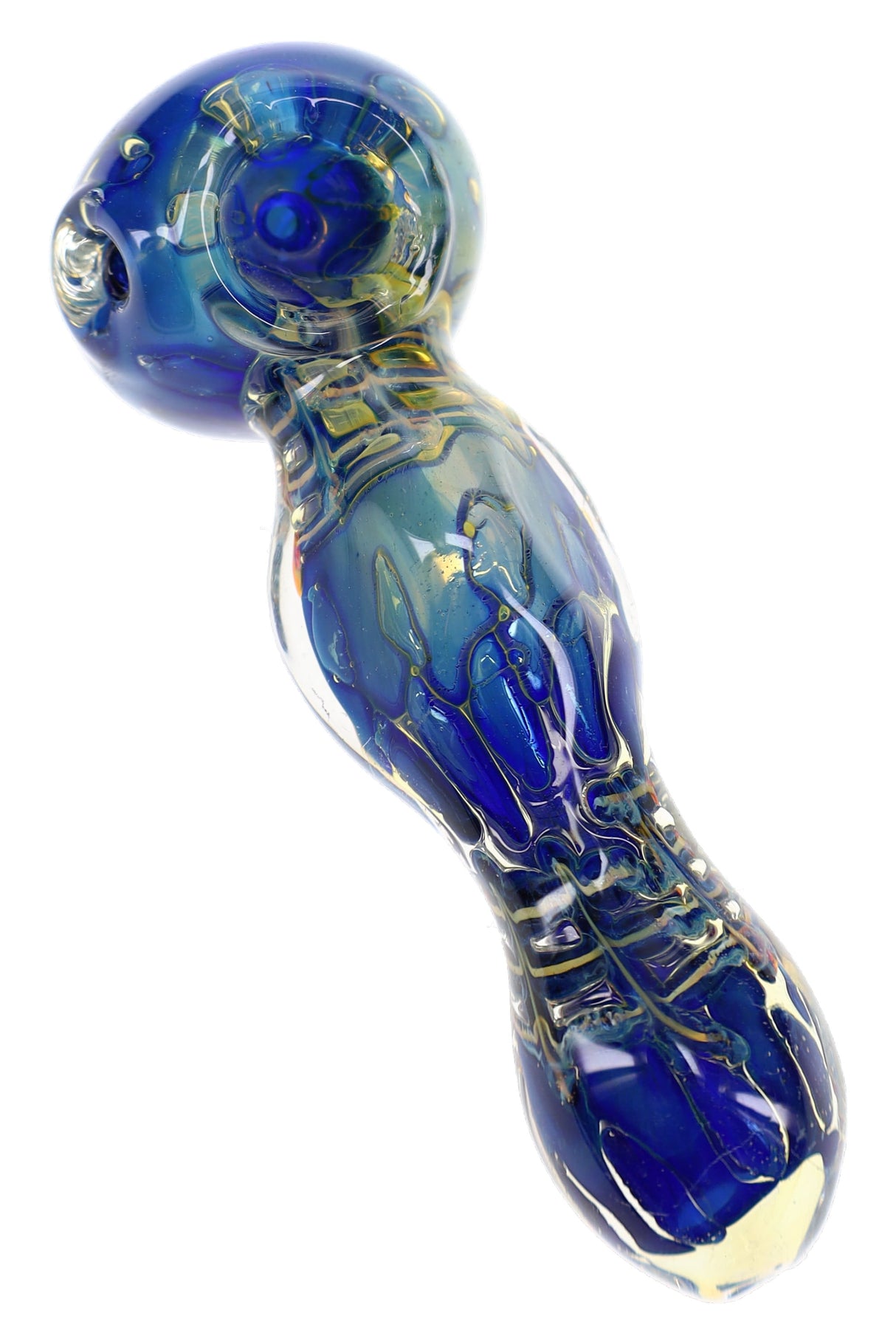 4.5" Color Changing Blue Bubble Glass Pipe - P3350