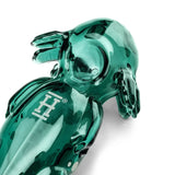 Close-up of the HEMPER Axolotl Hand Pipe showing its recessed glass bowl, sculpted gills, and H logo