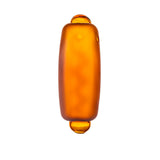 Bottom view of BigFun! Glizzy glass hand pipe showing the smooth frosted amber-orange bun-shaped exterior