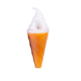 Front view of 4½″ ice cream glass hand pipe with white soft-serve top, orange cone body, and carb hole
