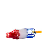 Angled BigFun! Pipesicle glass hand pipe showing the recessed bowl, side carb and multicolor glass body