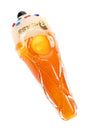 Gold fumed glass hand pipe shaped like an orange ice cream cone with pastel sprinkled bowl cap