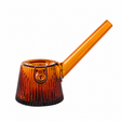 Baltic Amber NWTN Home Deco glass hand pipe with fluted body, angled stem and left-side carb